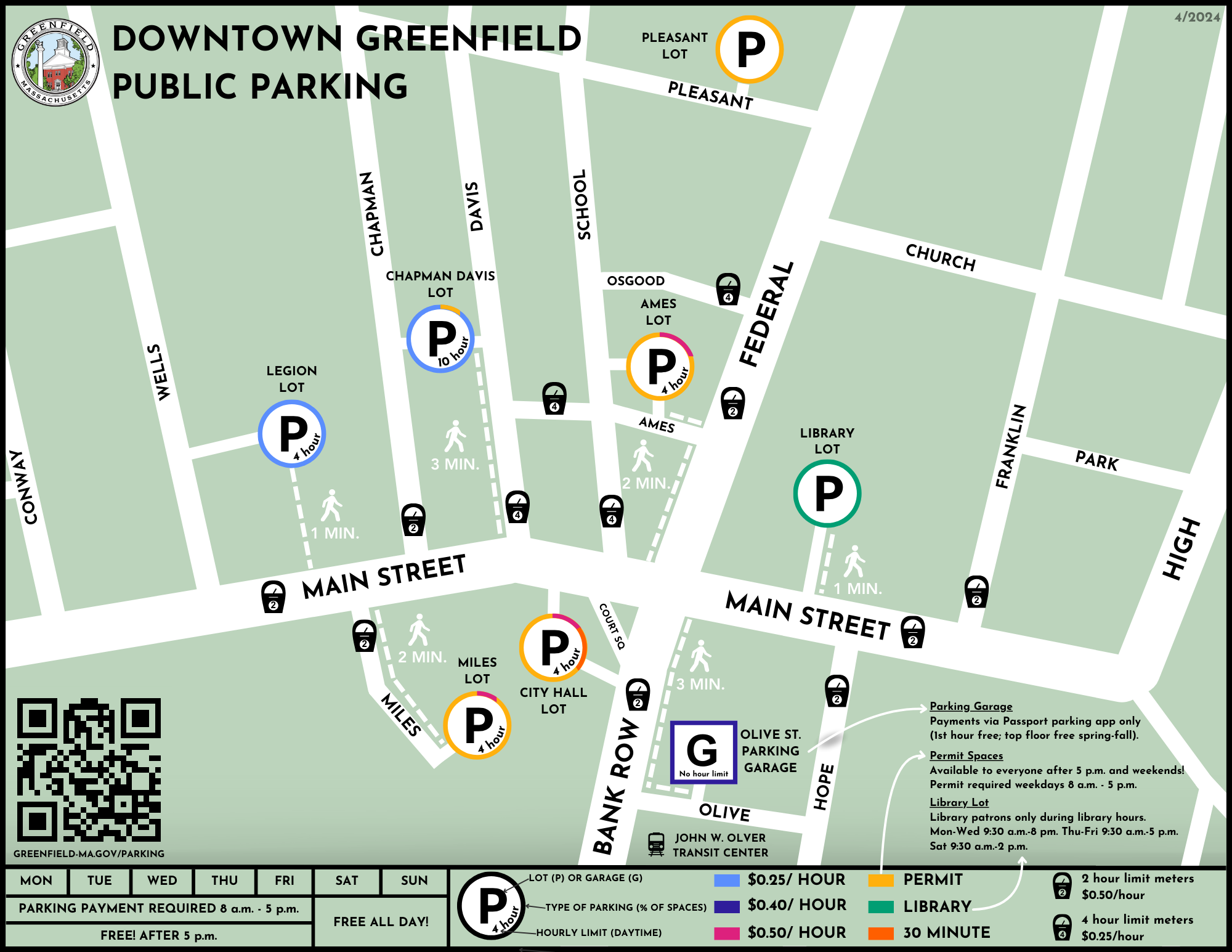 Greenfield MA Downtown Public Parking Map